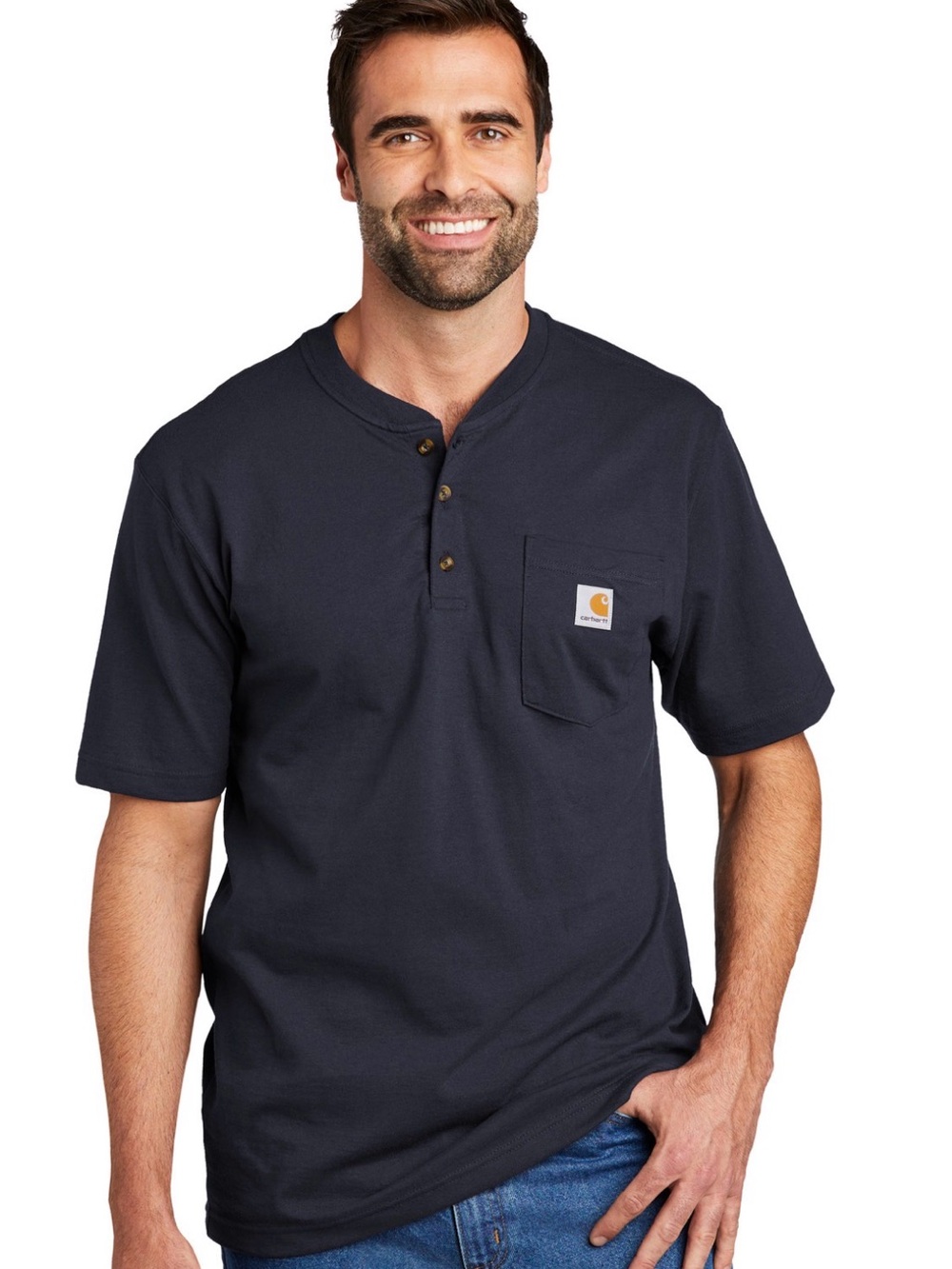 Carhartt Men's Navy Workwear Short-Sleeve Henley Pocket T-Shirt - 2XL